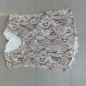 Express Womens London Snakeskin Animal Print Brown Short Sleeve Shirt Size Small